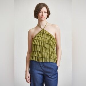 Tiered Ruffle Halter Neck Tank Top - Edit by Nine